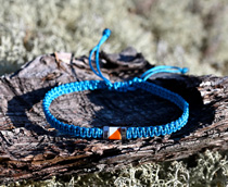 Fjanart armband i tyg, turkos med orienteringsskärm